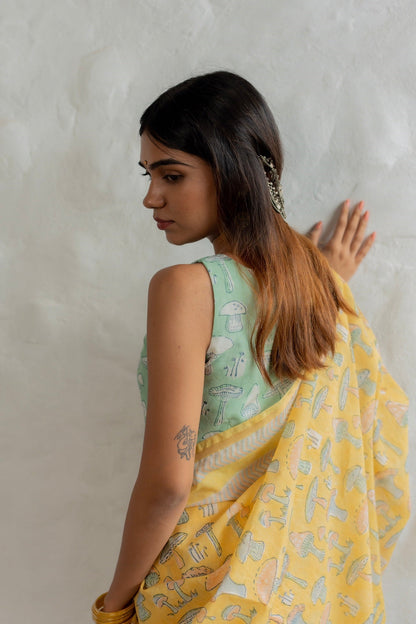 Sunshine Mushroom Chanderi Saree