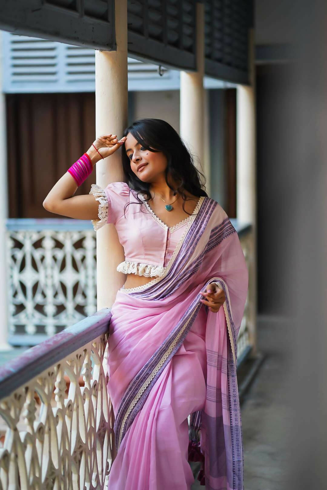 Rosy Sunday Cotton Saree