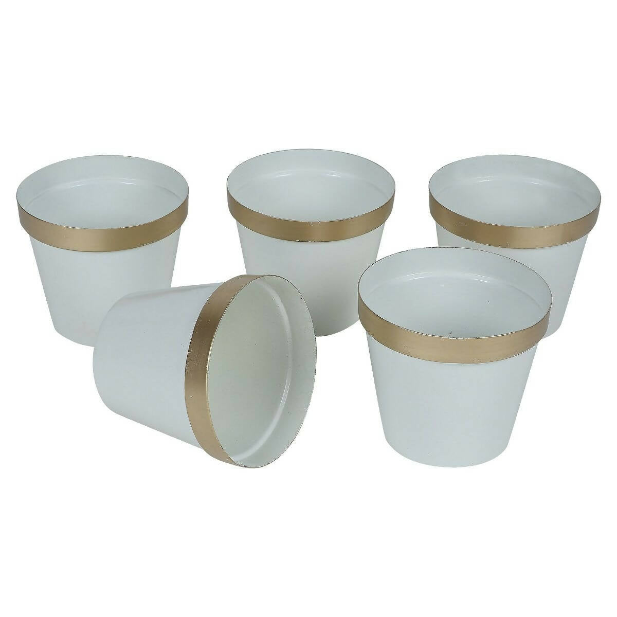 White & Gold Pot Planter Set of 5