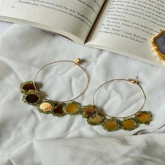 Five Coins Parrot Green Earrings