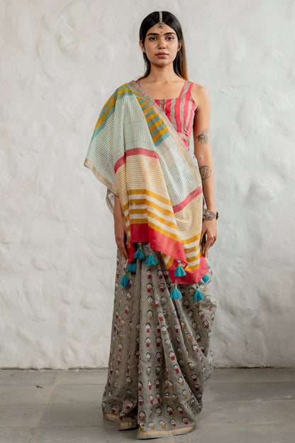 Bold Boomai Chanderi Saree