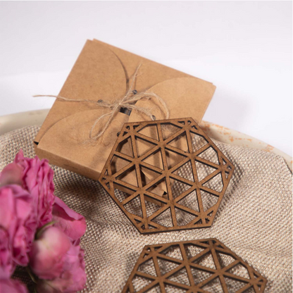 Hex Wooden Coaster (Set of 6)