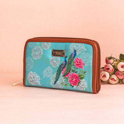 Peacocks and Peonies Zipper Wallet