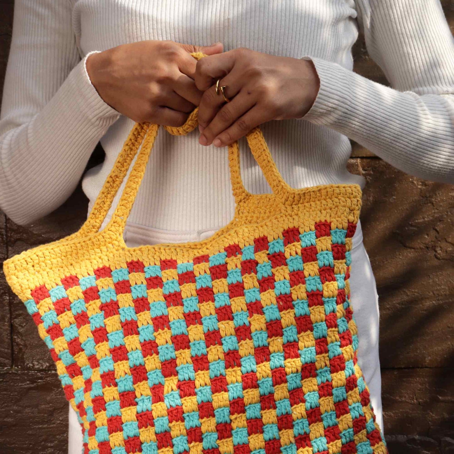 Checkered Shoulder crochet Bag