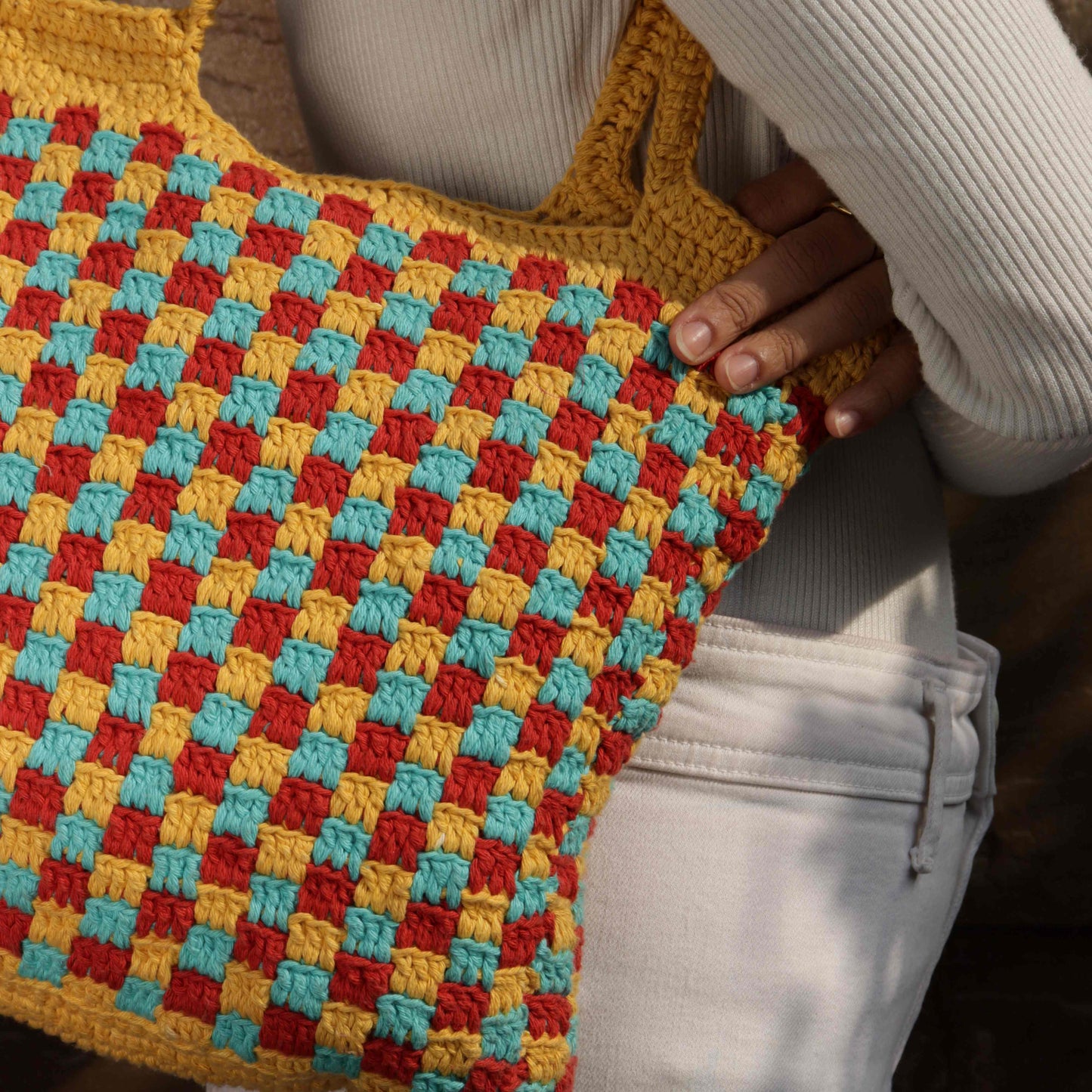 Checkered Shoulder crochet Bag