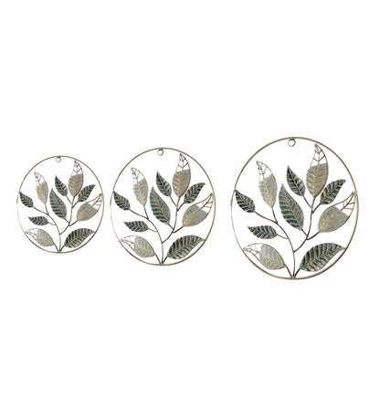 Green & Gold Mango Leaves Wall Decor Set of 3