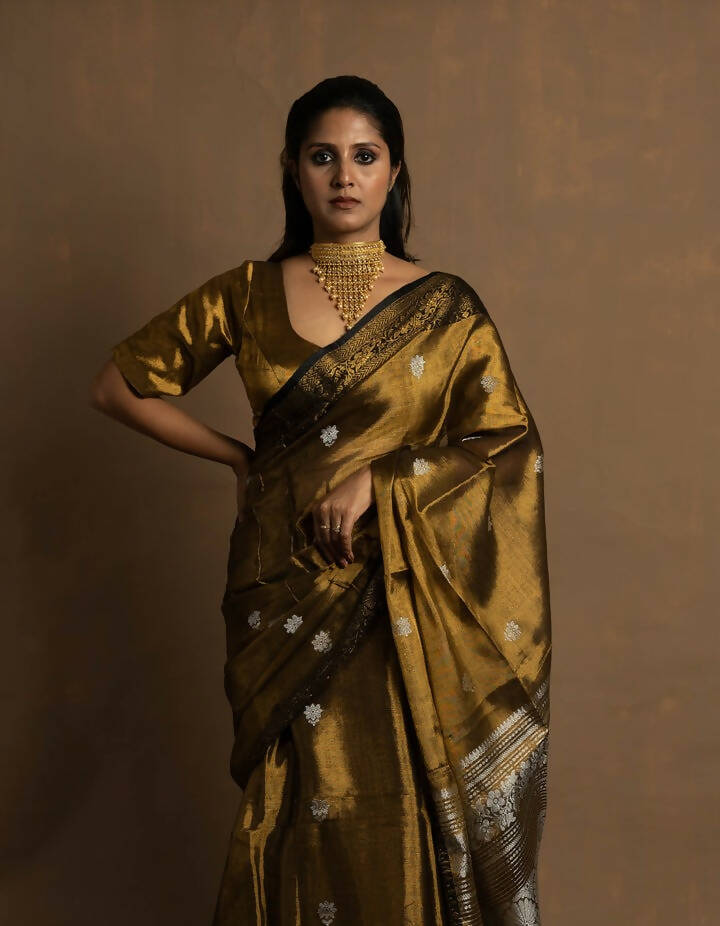 Muharat I Handloom Gold Tissue Banarasi