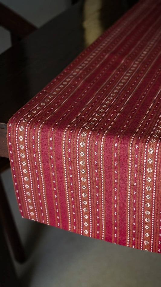 Woven Ruby Red Wipeable & Anti-skid Table Runner