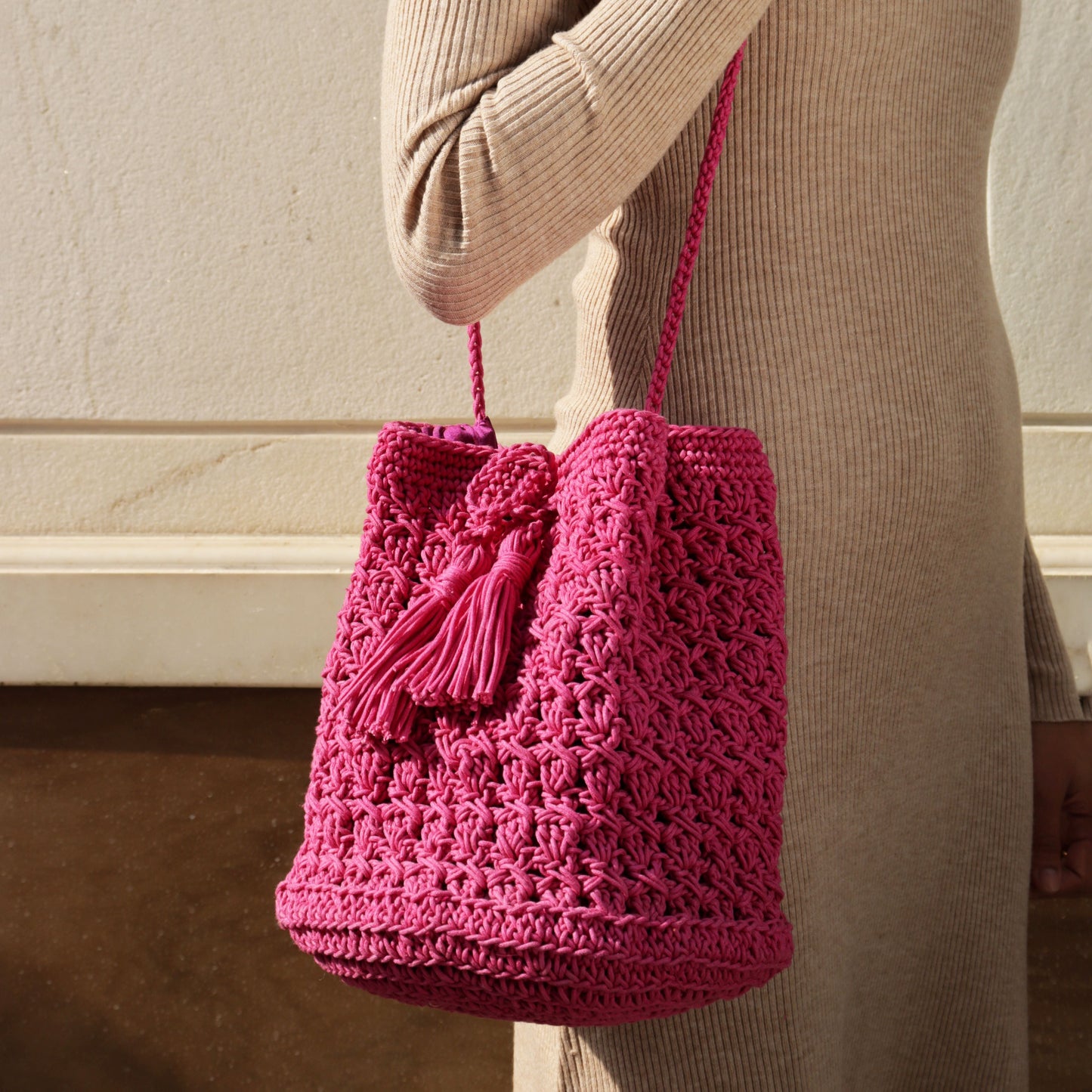 Drawstring Bucket crochet Bag