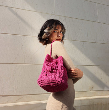 Drawstring Bucket crochet Bag