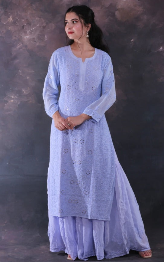 Maahru Chikankari Mukaish Garara Set