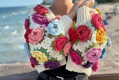 Multicoloured Rose Garden Sweater