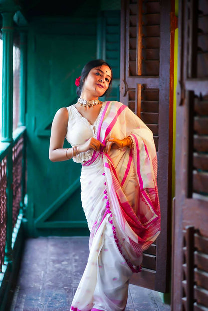 White Cocktail Saree