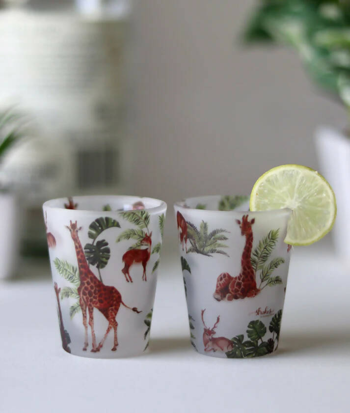 Giraffe Print Frosted Shot Glasses (Set of 4)