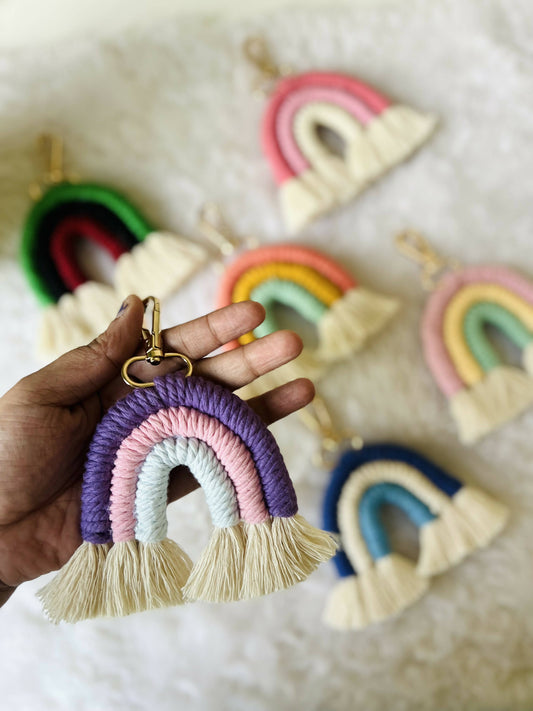 Rainbow Macrame Keychain