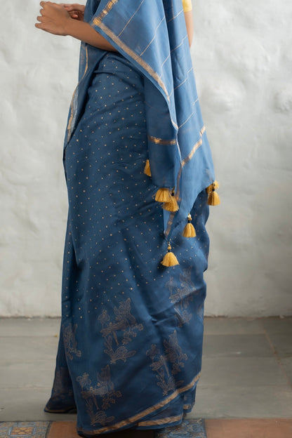 Neela Chanderi Saree