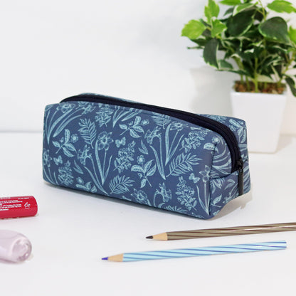 Navy Blue Floral Cosmetic Pouches - Set of 2