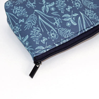 Navy Blue Floral Cosmetic Pouches - Set of 2