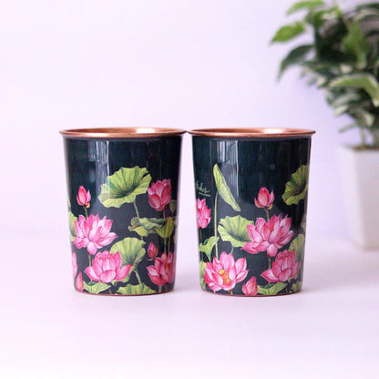 Lotus Field Copper Tumblers (Set of 2)