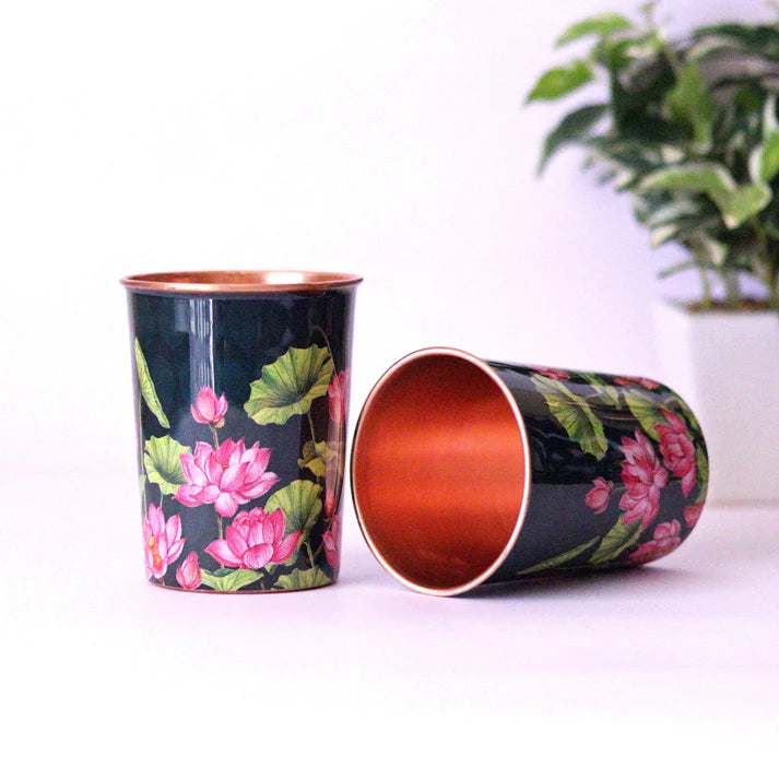 Lotus Field Copper Tumblers (Set of 2)