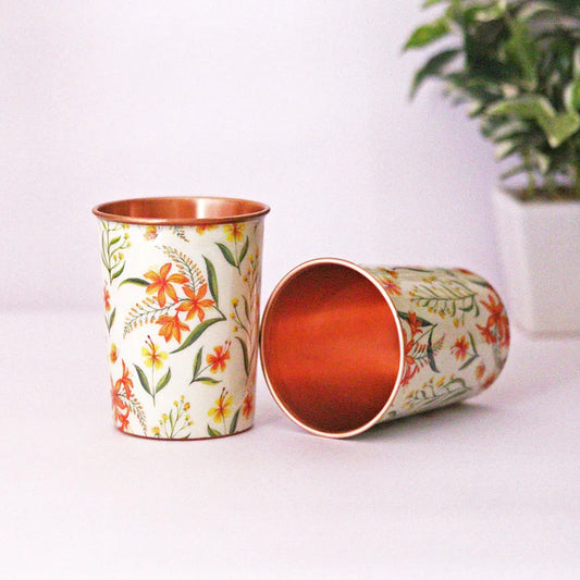Summer Blossoms Copper Glass (Set of 2)