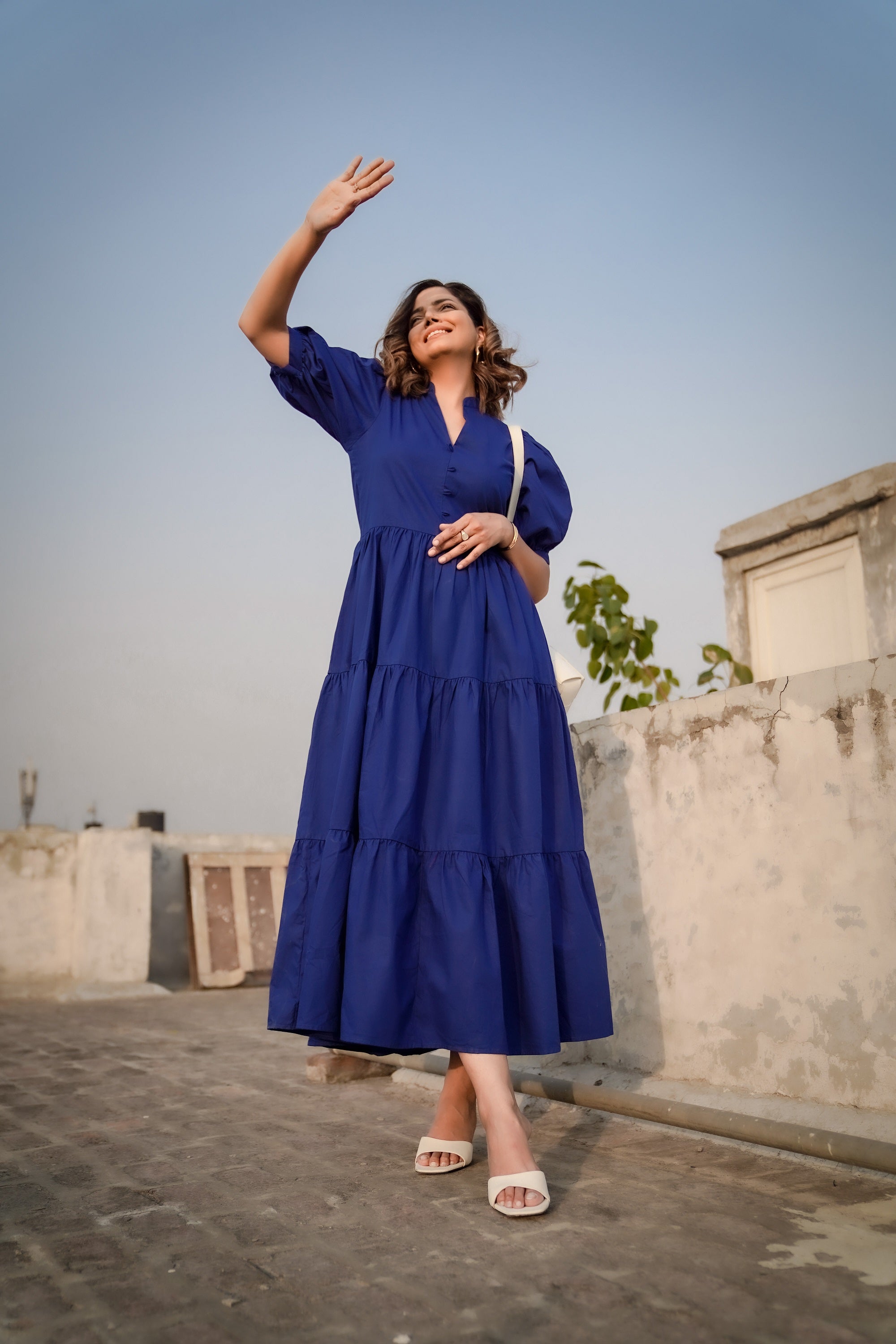 Buy our L.Blue Ethnic Motifs Flared Maxi online from globaldesi.in SC-  FW23GH194MXRY