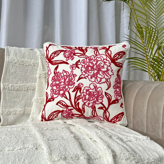 Rich Blossom Aari Work Embroidered Cushion Cover