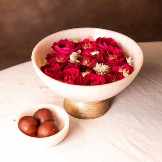 Resin Decorative Bowl with Wooden Base