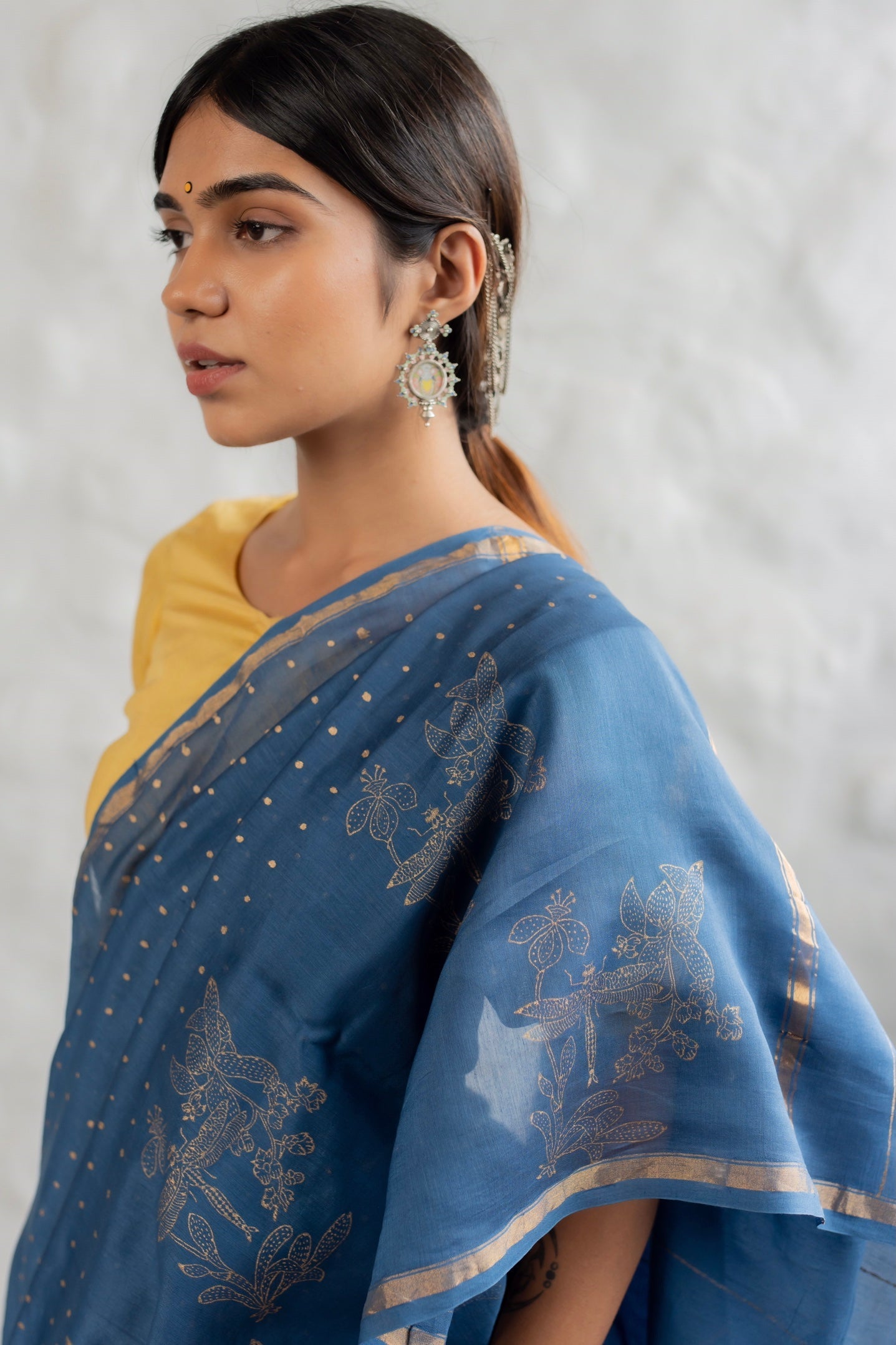 Neela Chanderi Saree