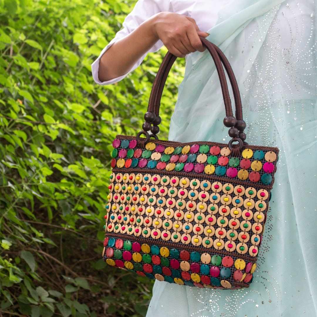 Handmade Polished Coconut Shell Zipped Handbag/Purse With Shoulder Strap. |  eBay
