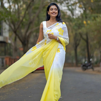 Ombre Saree In Yellow