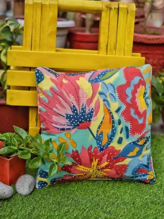 Abstract Handpainted Garden Cushion Cover
