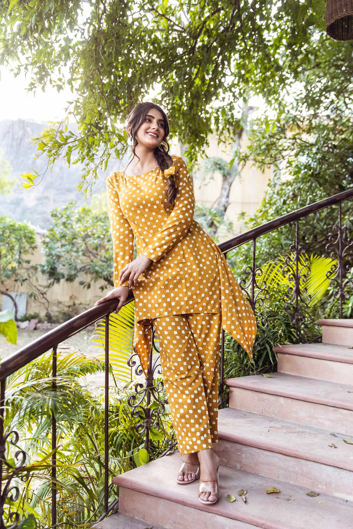 Zara Bandhani Kurta Pant Set