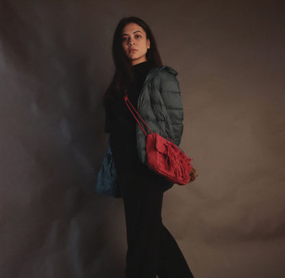 Red Tassel crochet sling bag