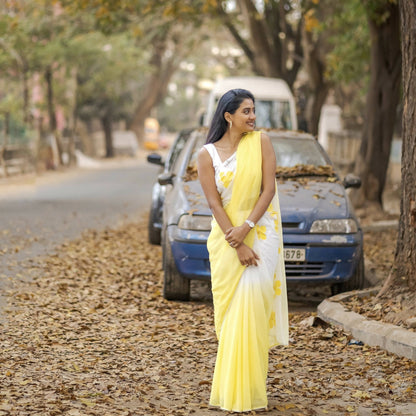 Ombre Saree In Yellow