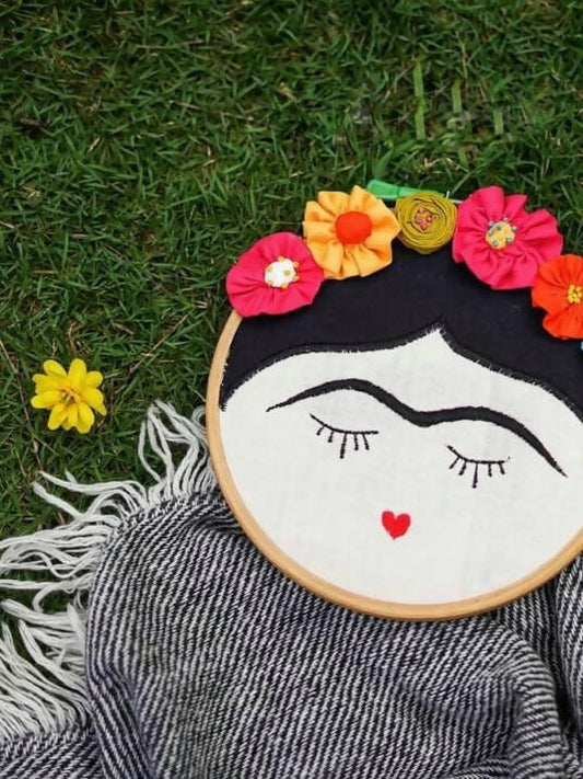 Frida Face Embroidered Wall Hanger