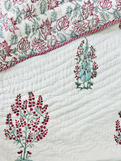 Panchi Hand Block Print Reversible Quilt