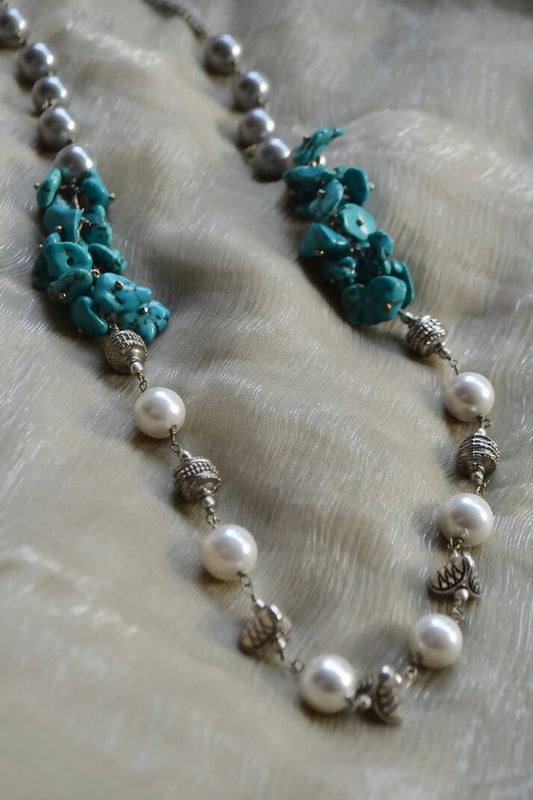 Turquoise cluster necklace