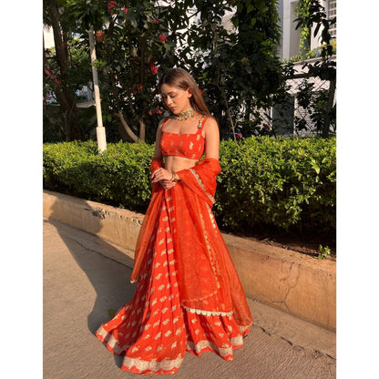 Afreen Motif With Lace Lehenga Set