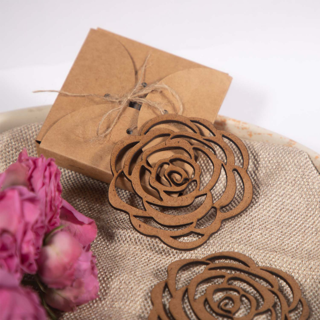 Rose Wooden Coaster (Set of 6)