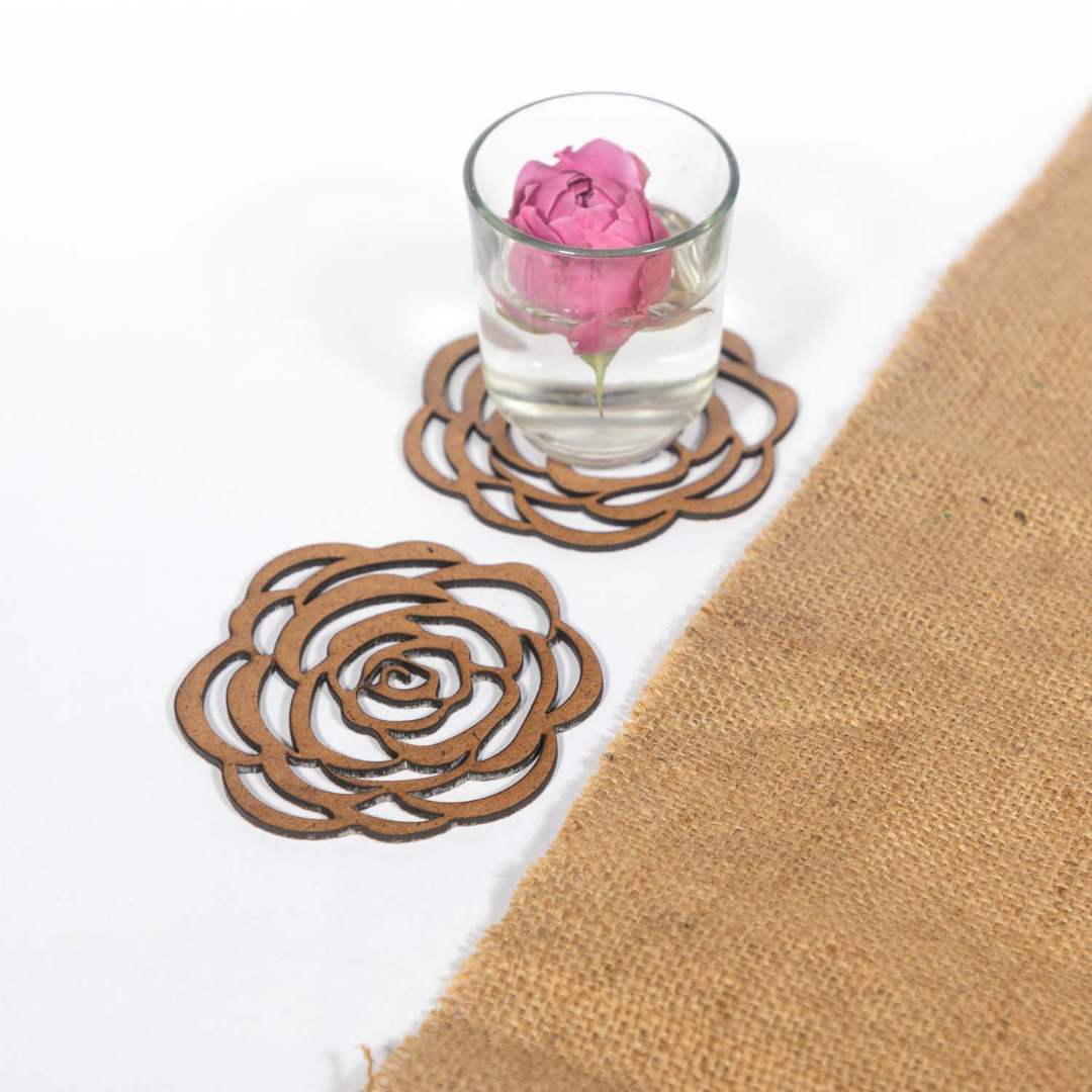 Rose Wooden Coaster (Set of 6)