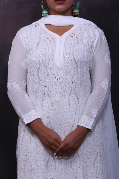 Maahru Chikankari Mukaish Garara Set