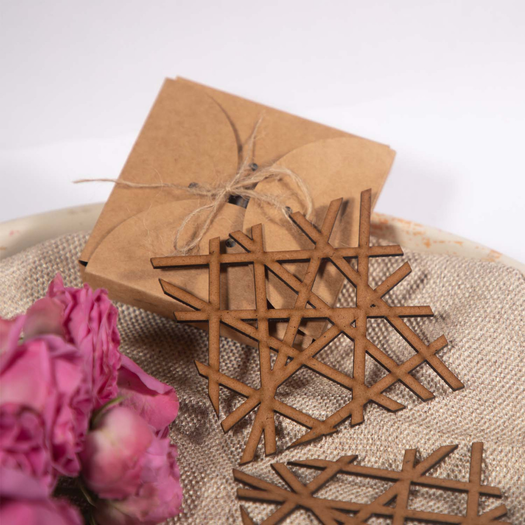 Square Mesh Wooden Coaster (Set of 6)