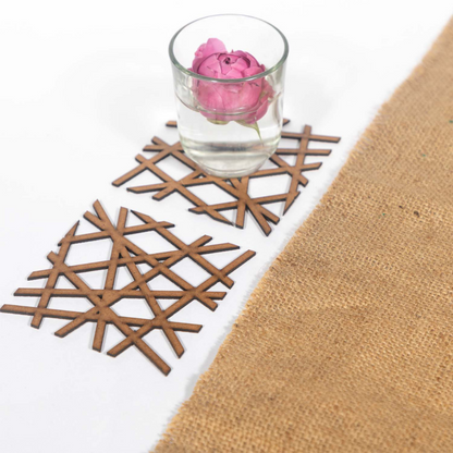 Square Mesh Wooden Coaster (Set of 6)