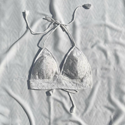 White Chikan Cotton Padded Bra