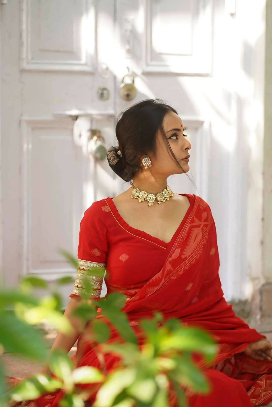 Happiness in Red Saree