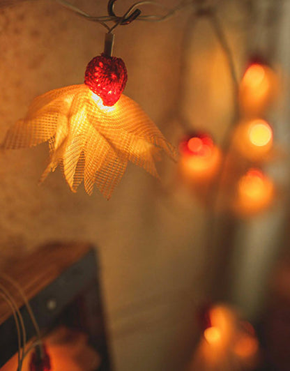 LED String Lights Orange Petals with Hearts