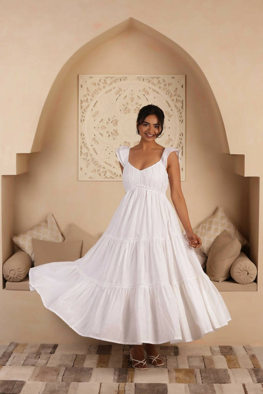 Princess Cotton White Tiered Dress