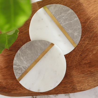 Atrangi Grey White Marble Coaster (Set Of 4)