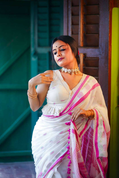 White Cocktail Saree